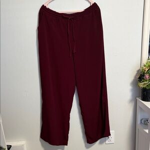 French Laundry Wide Leg Pants in Deep Burgundy